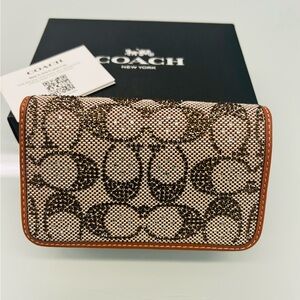 Coach Essential Slim Card Case – Crystal Signature Jacquard (Sold out color)